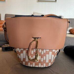 Zac Posen Pink Woven Belay Mini Crossbody